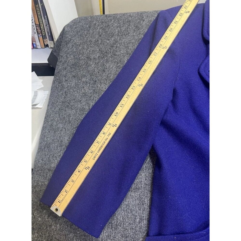 Vintage Purple 100% Wool Coat Long USA Style LTD Large Size 12-14 - Picture 6 of 8